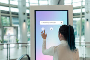 Touch screen monitor used by the girl 